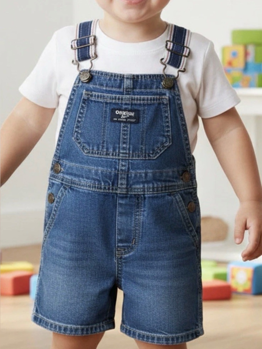 Vintage OshKosh B'gosh Kids Blue Overalls 24 M Denim Vestbak Carpenter Shortalls